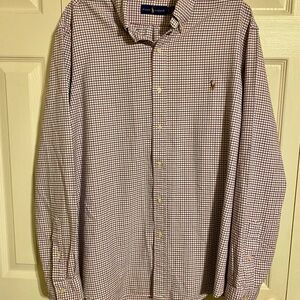 Ralph Lauren Men's Button-Down Check Shirt in Red and White